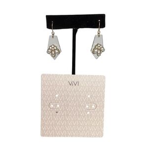 NWT ViVI Crystal and Faux Pearl Drop Fish Hook Earrings